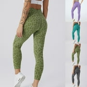 QATAINLAV Leggings for Women High Waisted Butt Lifting Seamless Yoga Pants Fashion Leopard Print Leggings Casual Tummy Control Athletic Tights Army Green M Winter Savings